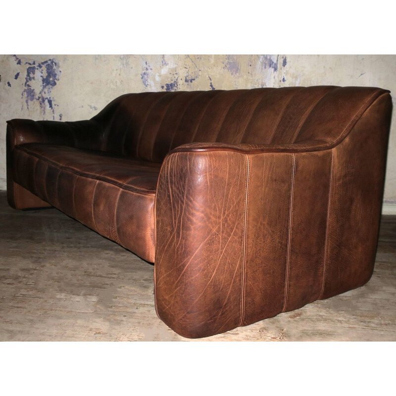 Vintage 3-seater sofa DS 44 in Buffalo leather by De Sede