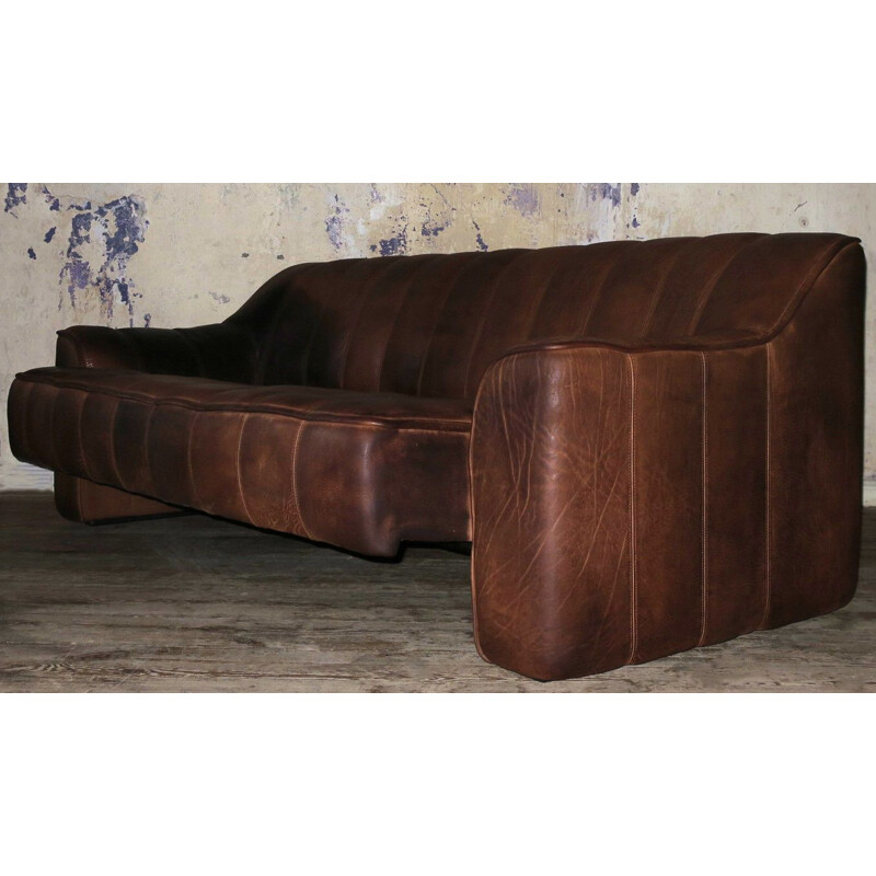 Canapé 3 places vintage DS 44 en cuir de buffle par De Sede