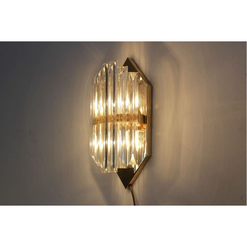 Vintage wall lamp in brass and Murano glass by Novaresi