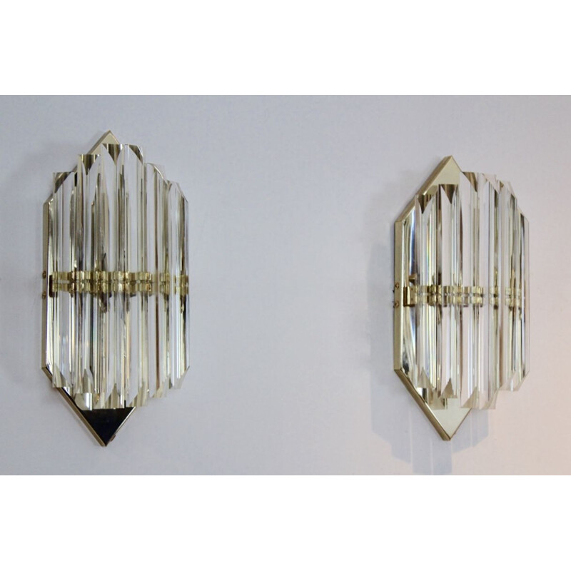 Vintage wall lamp in brass and Murano glass by Novaresi