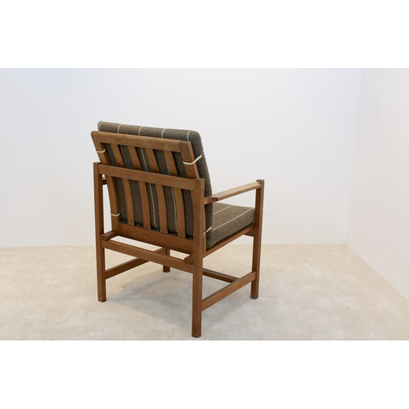 Vintage armchair model 3233 in oak by Fredericia Stolefabric for Borge Mogensen