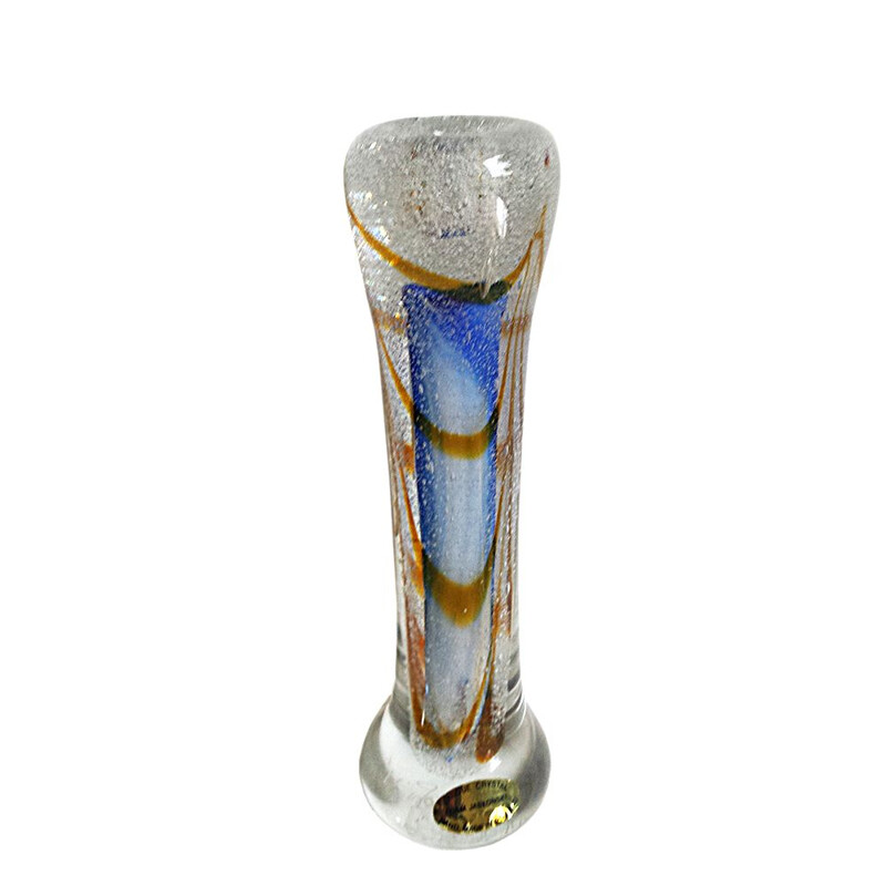 Vintage glass candlestick by Adam Jablonski, 1990