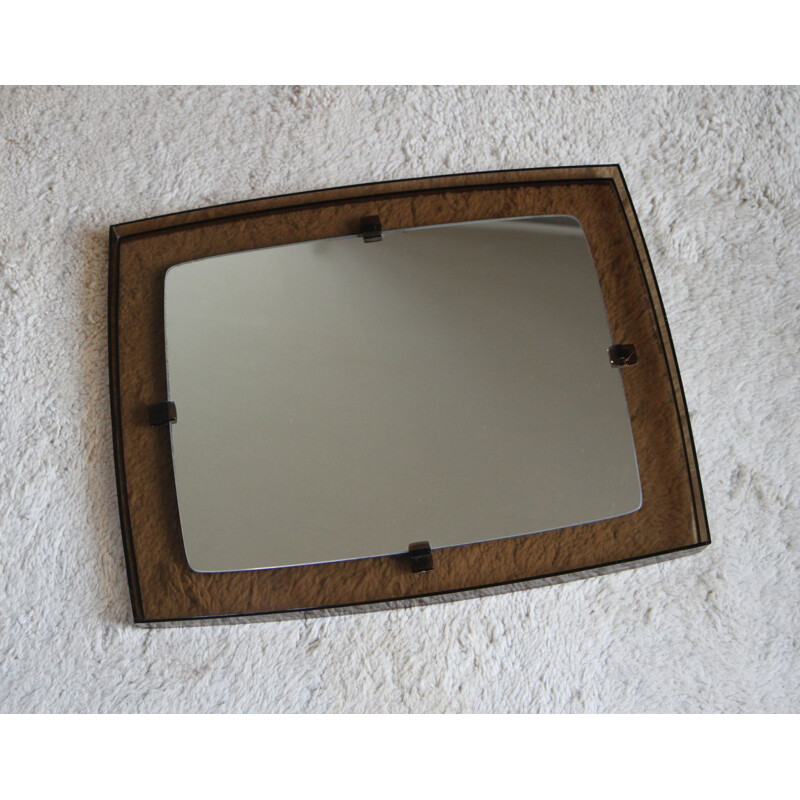 Vintage mirror in smoked plexiglas, France 1960