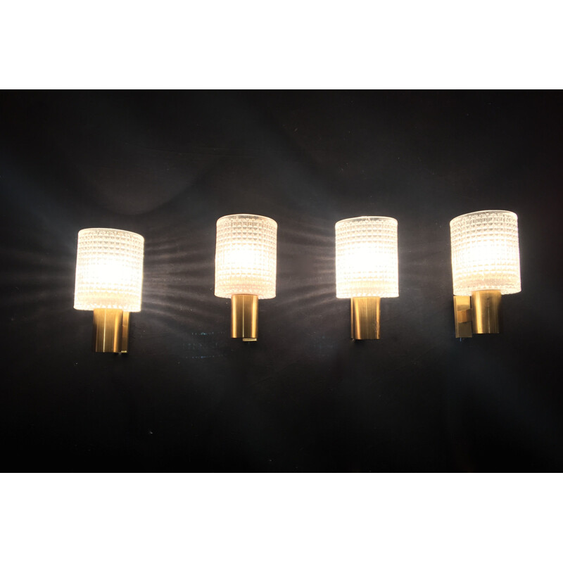 Set of 4 vintage Swedish wall lamps by Carl Fagerlund