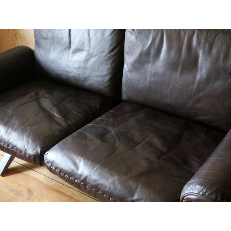 Vintage 2-seater sofa "DS 31" in dark brown leather by De Sede