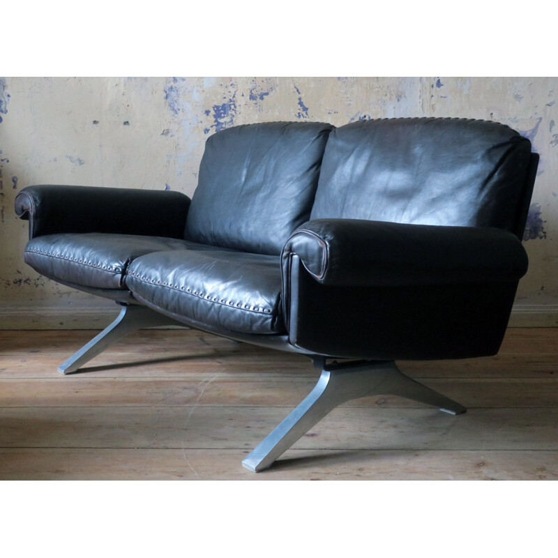 Vintage 2-seater sofa "DS 31" in dark brown leather by De Sede