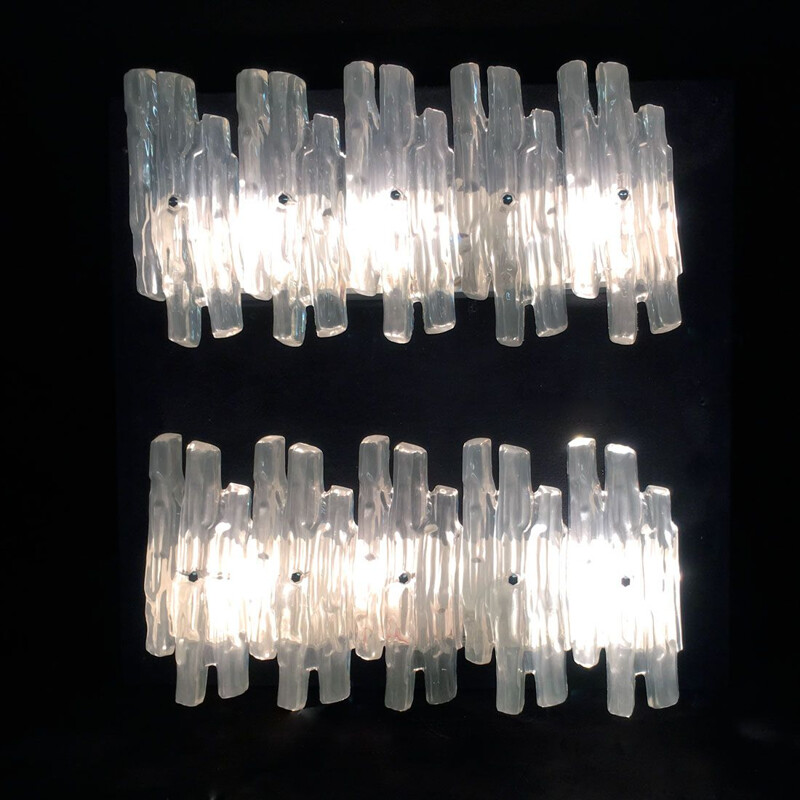 Pair of vintage wall lights made of glass