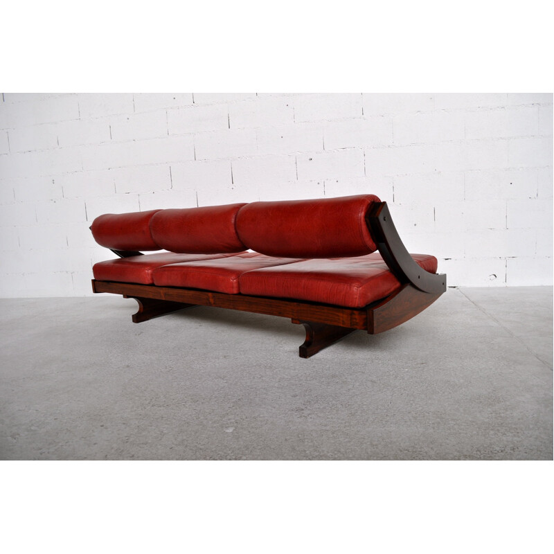 Modular GS 195 sofa in red leather and rosewood, Gianni SONGIA, Sormani edition - 1963