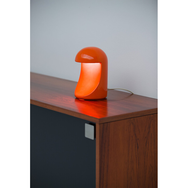 Vintage red ceramic lamp by Marcello Cuneo
