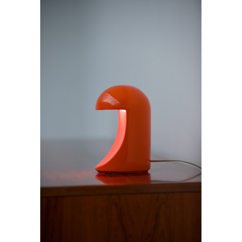 Vintage red ceramic lamp by Marcello Cuneo