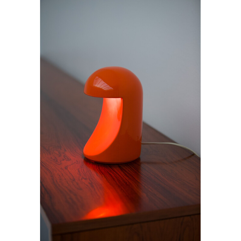 Vintage red ceramic lamp by Marcello Cuneo