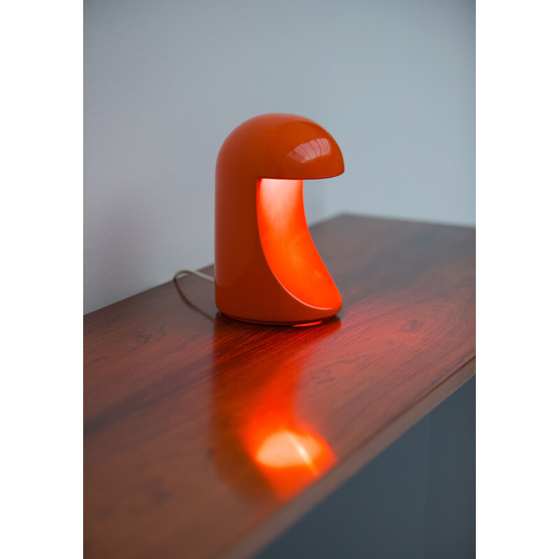 Vintage red ceramic lamp by Marcello Cuneo