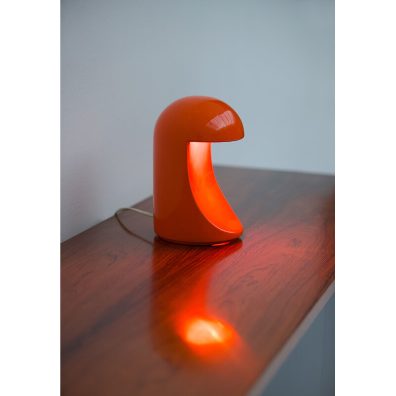 Vintage red ceramic lamp by Marcello Cuneo