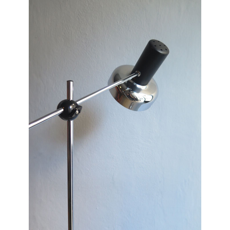 Vintage black floor lamp in chromed metal