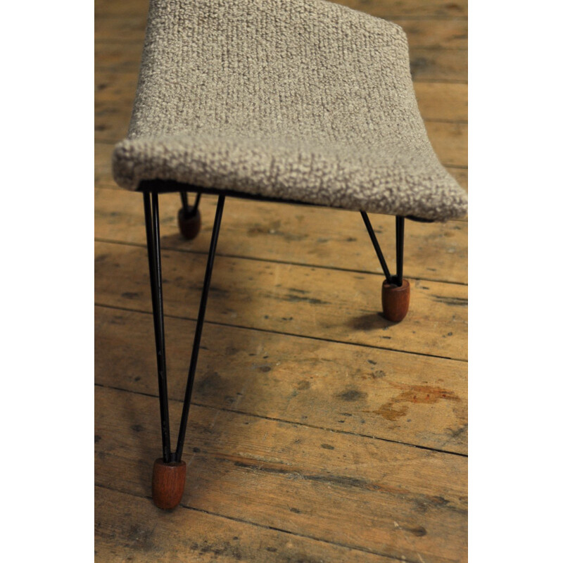 Vintage Danish footstool in teak and metal