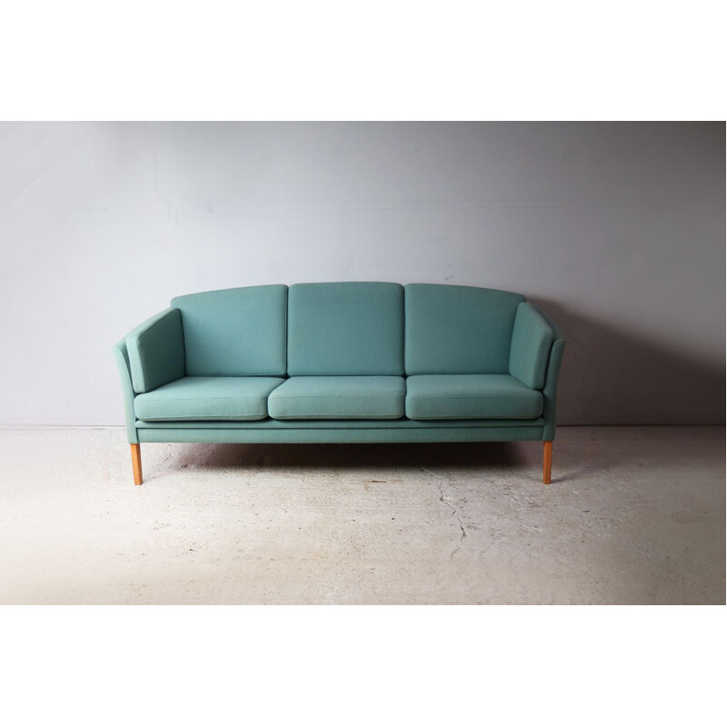 Vintage Danish blue 3-seater sofa in wool