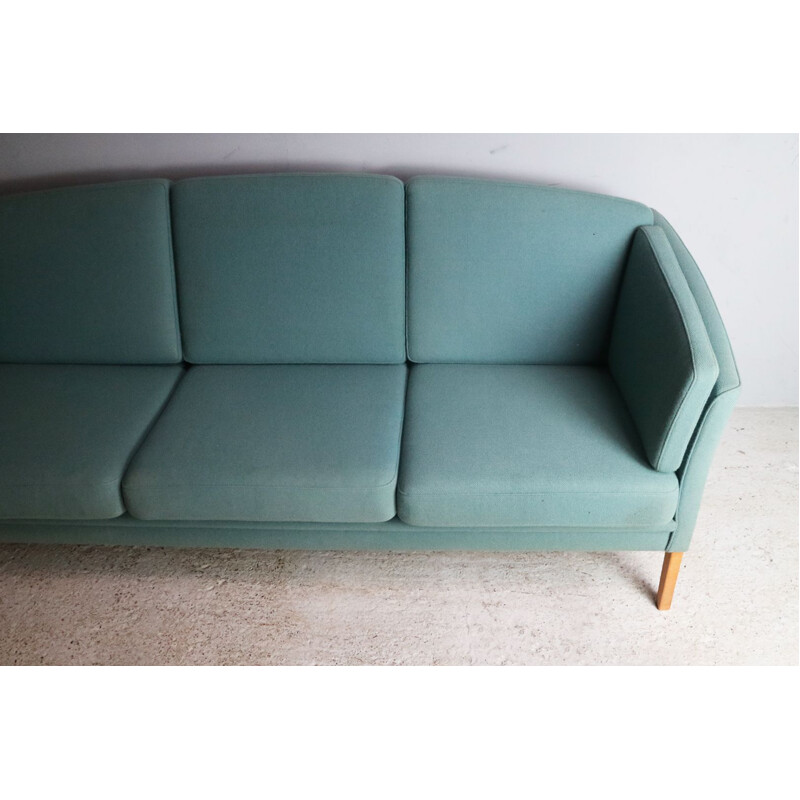 Vintage Danish blue 3-seater sofa in wool