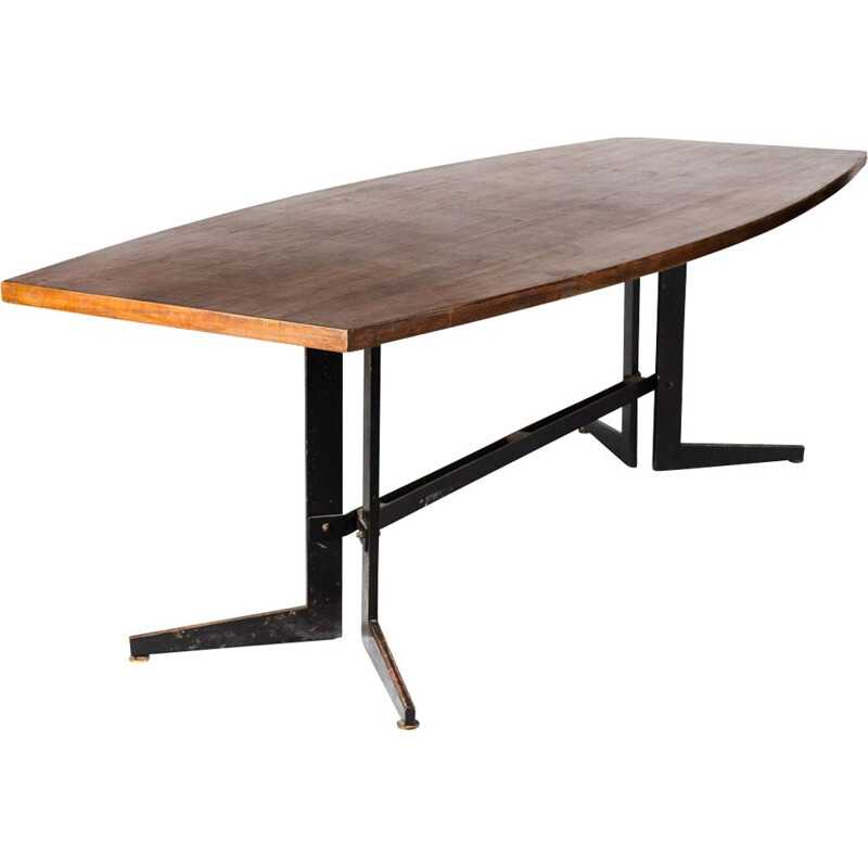 Vintage italian table in wood and metal 1960