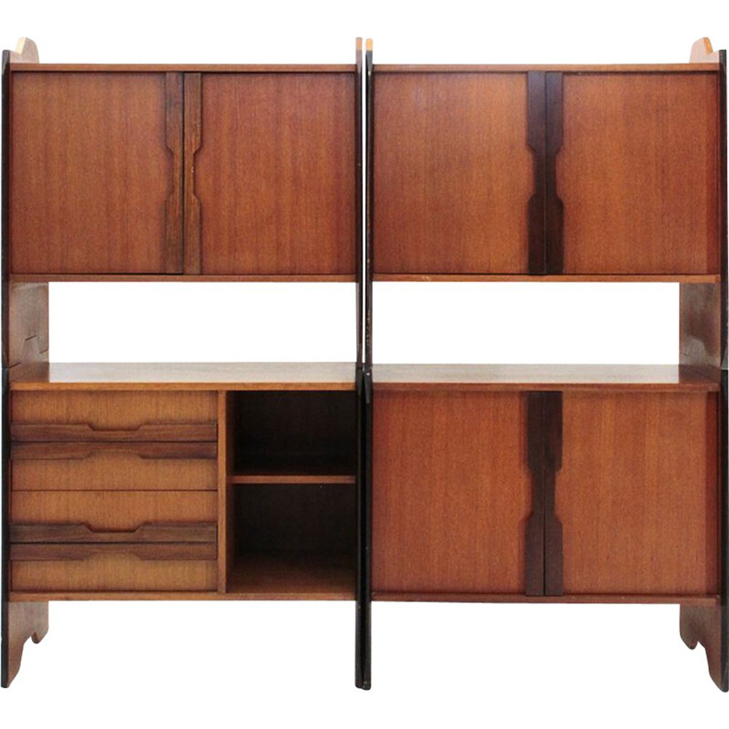 Vintage italian teak modulable sideboard 1960