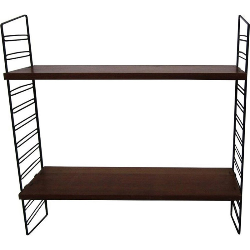 Vintage swedish shelf in metal and wood