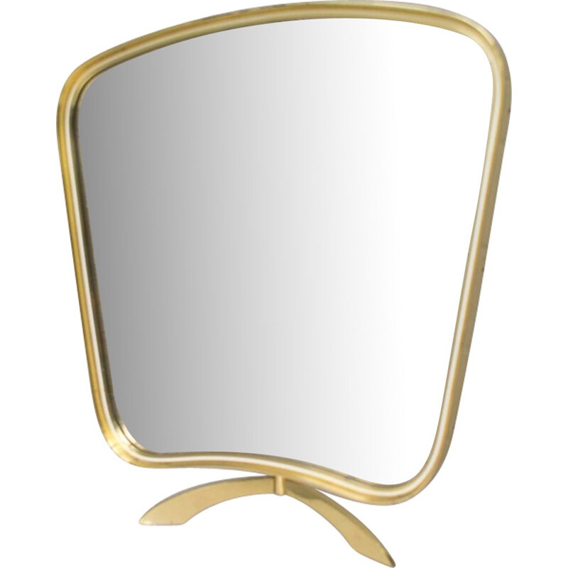 Vintage table mirror in brass from Vereinigte Werkstätten Munich
