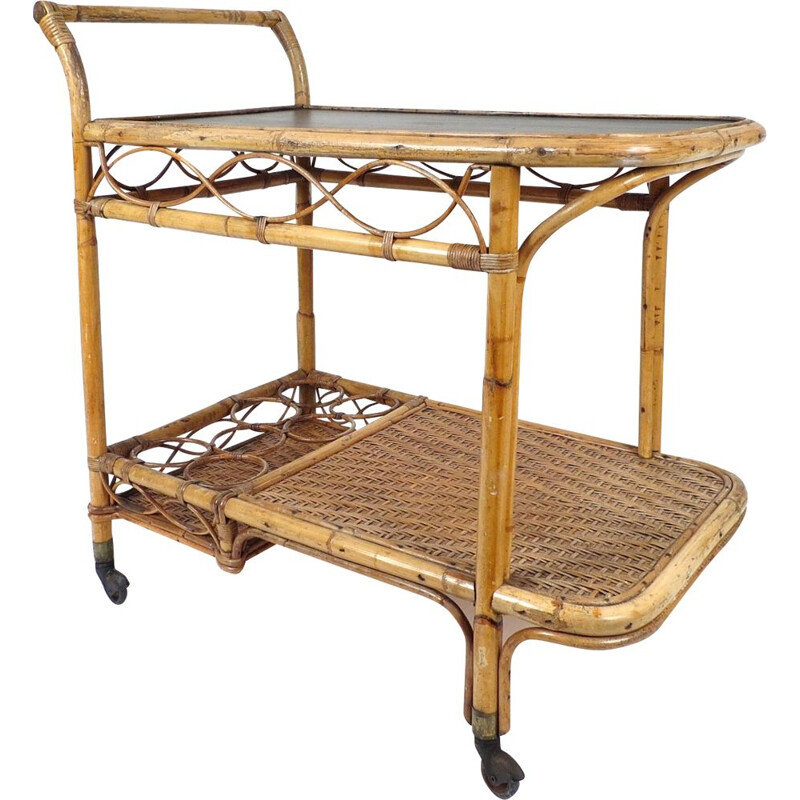 Vintage Dutch rattan trolley