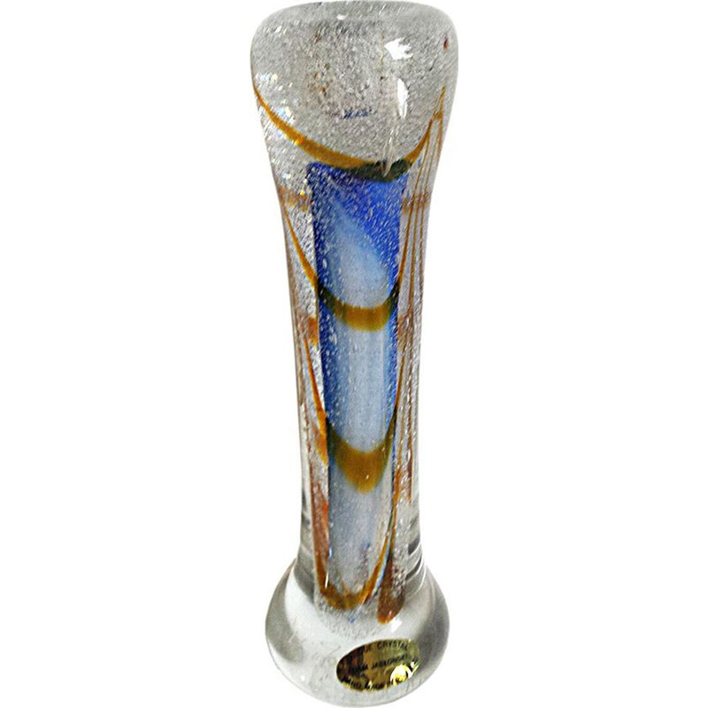 Vintage glass candlestick by Adam Jablonski, 1990