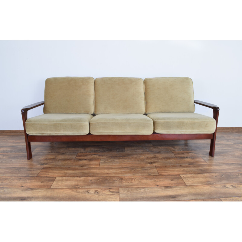 Vintage Danish 3-seater sofa in beech wood