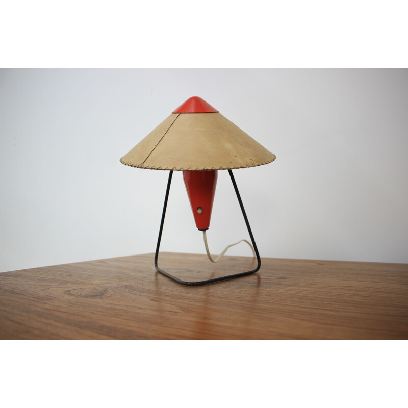 Vintage Czech red table lamp by Helena Frantová