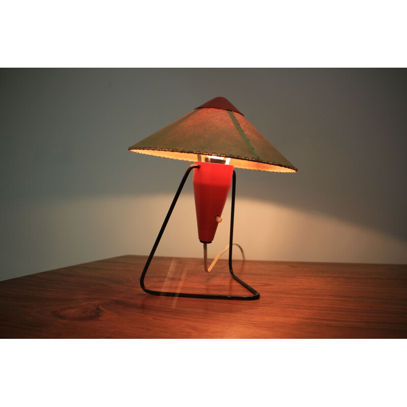 Vintage Czech red table lamp by Helena Frantová