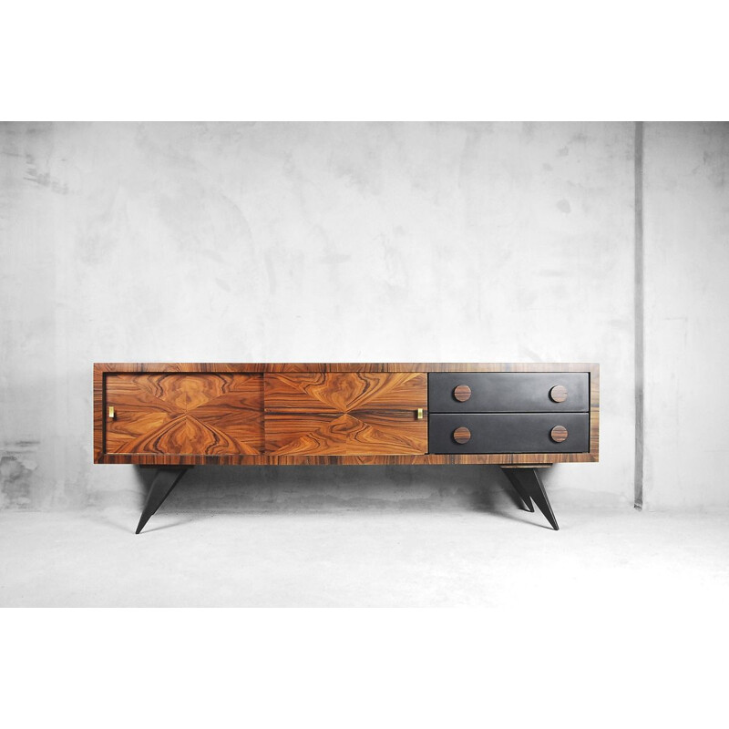 Vintage Italian sideboard in burl and rosewood