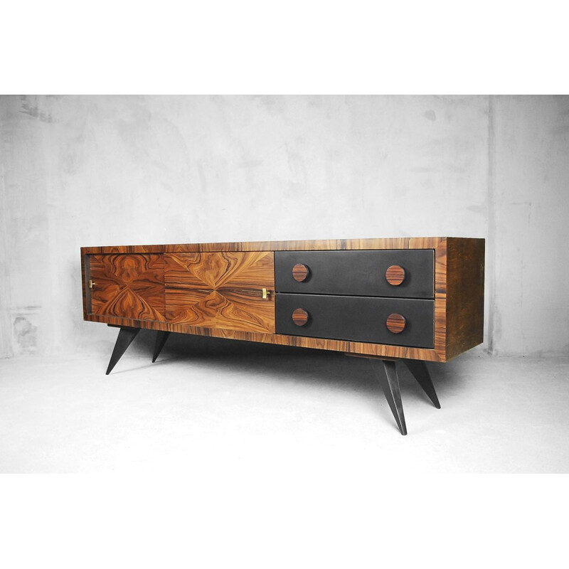 Vintage Italian sideboard in burl and rosewood