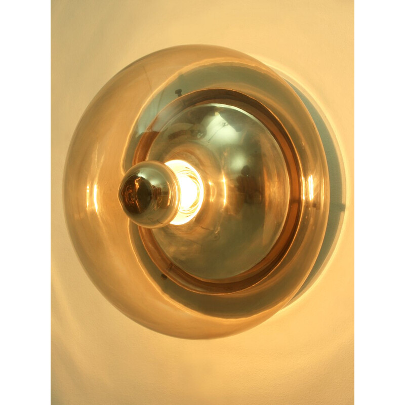 Vintage German wall lamp in aluminium and glass by Doria Leuchten