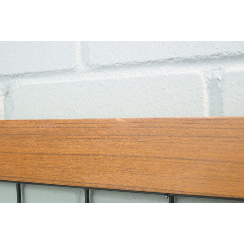 Vintage Scandinavian coat rack in teak and metal with mirror