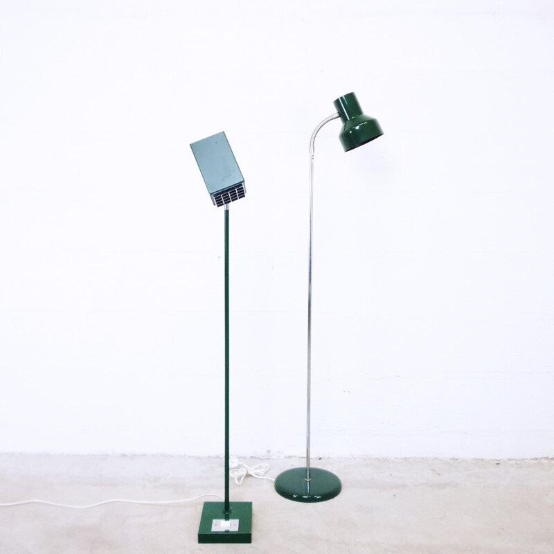Set of 2 vintage Scandinavian green floor lamps