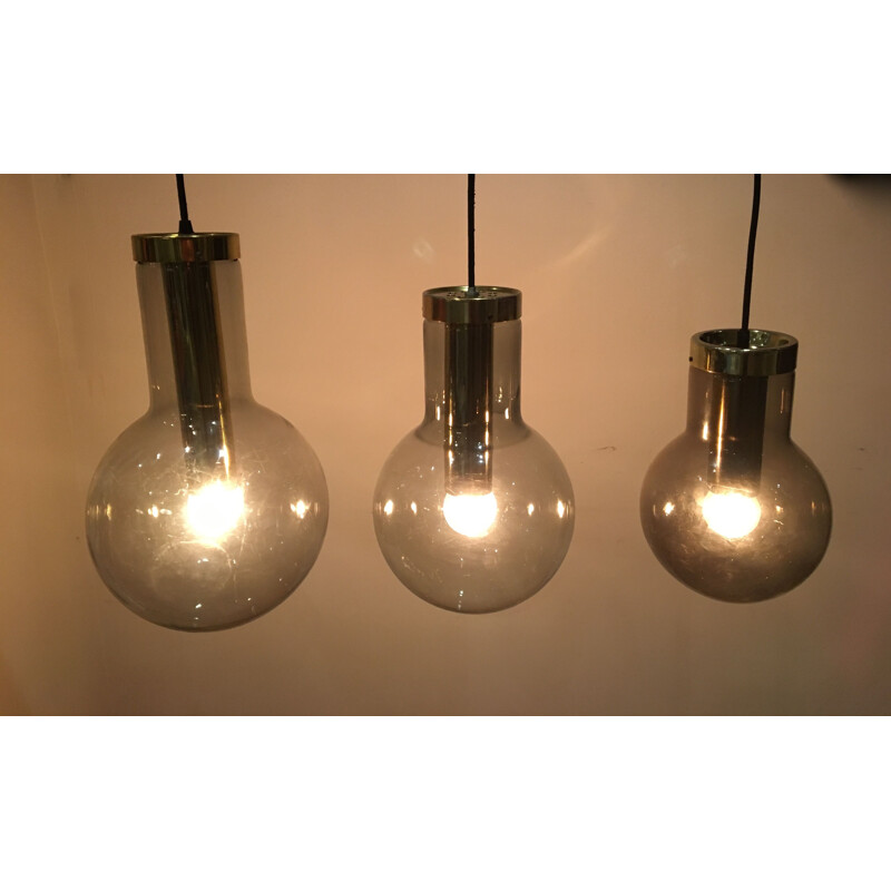 Set of 3 vintage pendant lamps by Raak