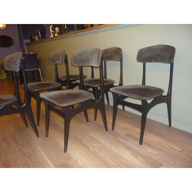 Set of 6 vintage Belgian chairs by Alfred Hendrickx