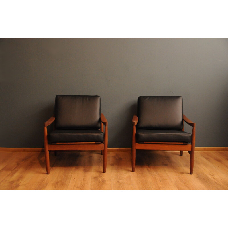 Pair of vintage leather armchairs by Erik Worst