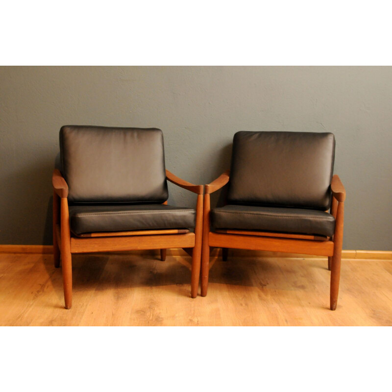 Paar lederen fauteuils van Erik Worst