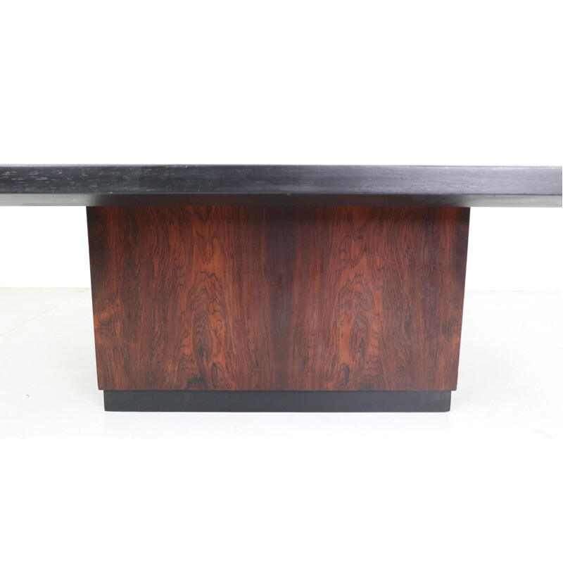 Vintage rosewood and copper coffee table