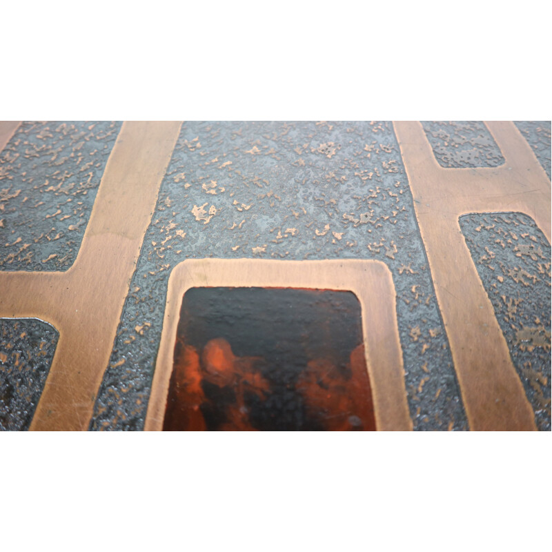 Vintage rosewood and copper coffee table