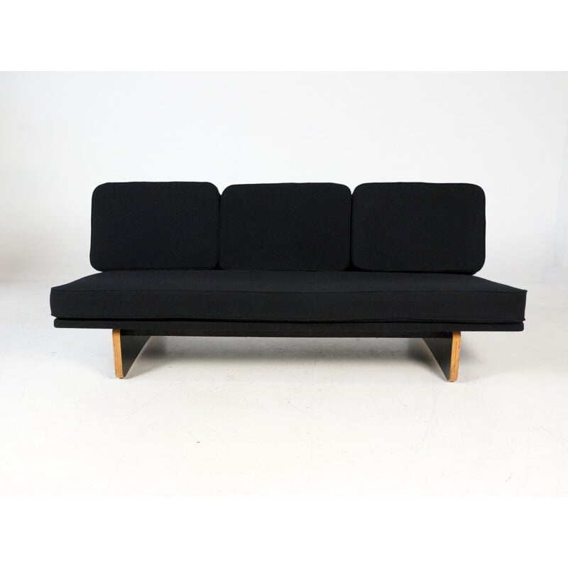 3-seater sofa model 671 in black Kvadrat fabric and wood, Kho LIANG IE - 1950s