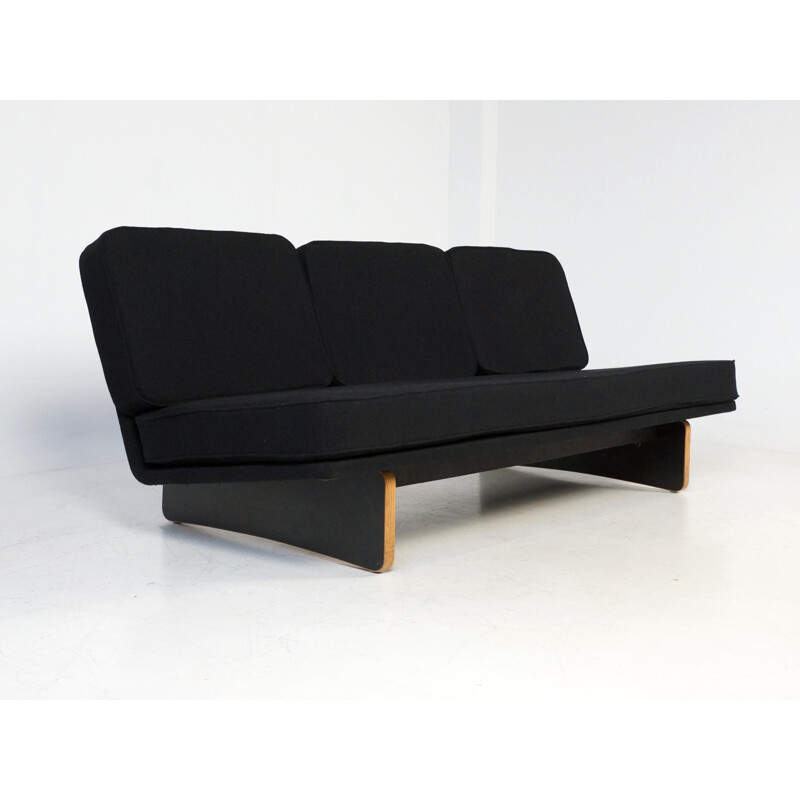 3-seater sofa model 671 in black Kvadrat fabric and wood, Kho LIANG IE - 1950s