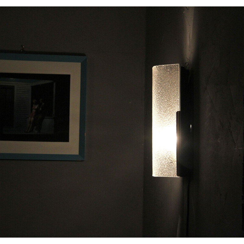 Vintage black wall lamp with plexiglas diffuser