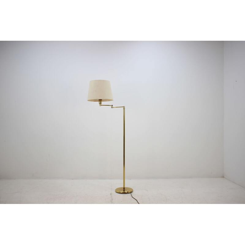 Vintage German floor lamp in textile and brass