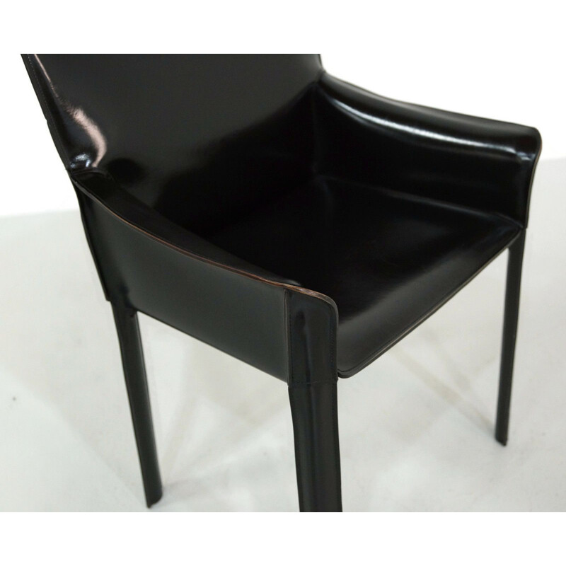 Vintage armchair in black leather by De Couro of Brazil