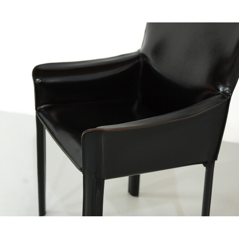 Vintage armchair in black leather by De Couro of Brazil