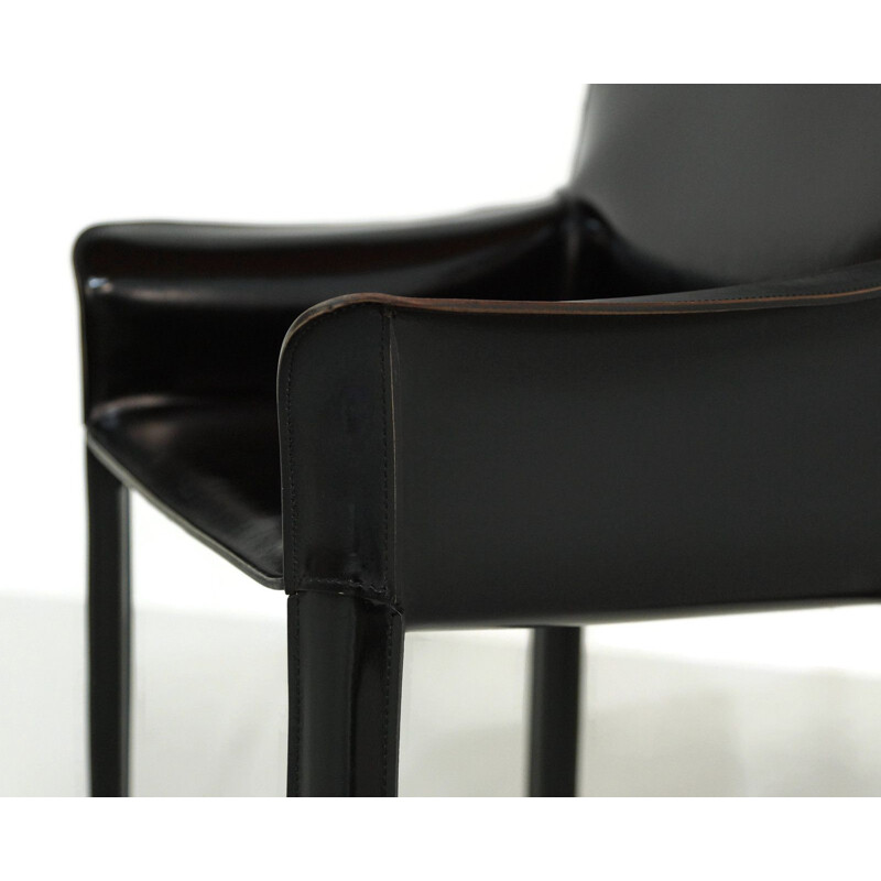 Fauteuil vintage en cuir noir par De Couro of Brazil