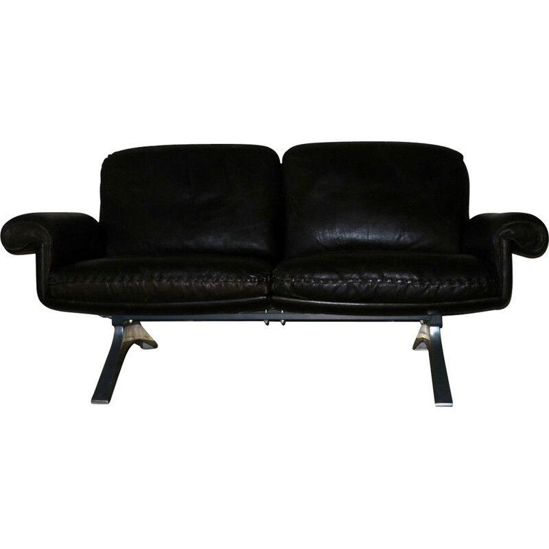 Vintage 2-seater sofa "DS 31" in dark brown leather by De Sede