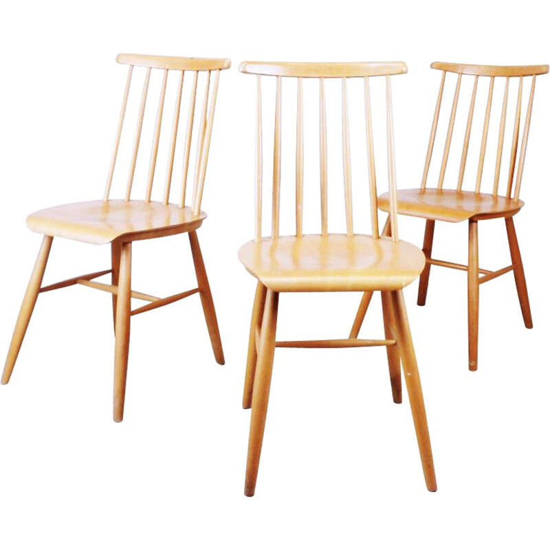 Suite de 3 chaises vintage à bâtons par Pinnstolar